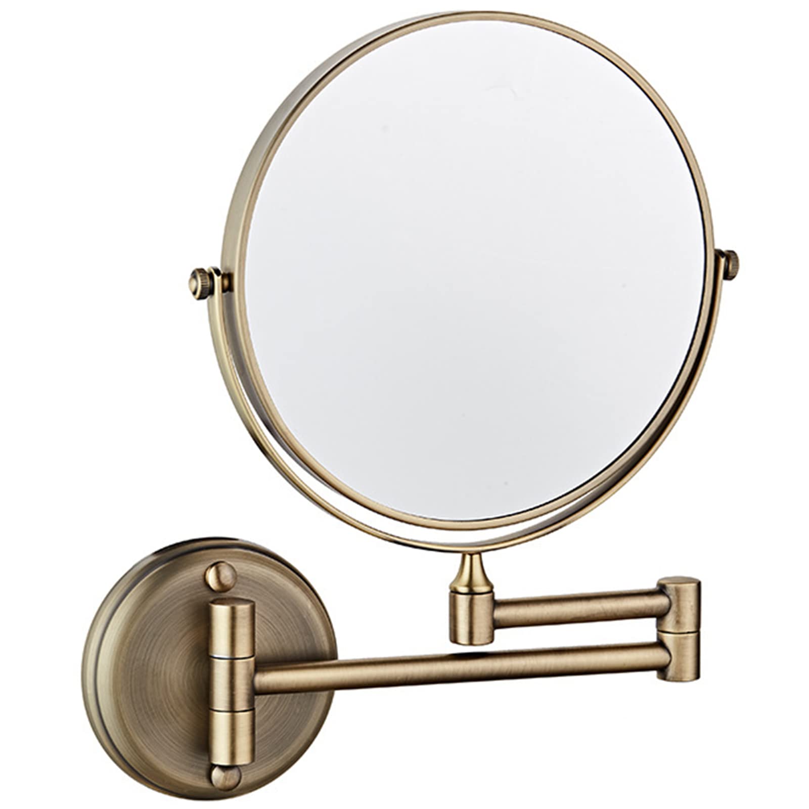 Rewis Bronze 8 Inch Wall Mounted Makeup Mirror, Double Sided Vanity Mirror With Magnifying, 360° Swivel Adjustable Brass Beauty Cosmetic Mirror, Hd Shaving Mirror For Bathroom,,5X