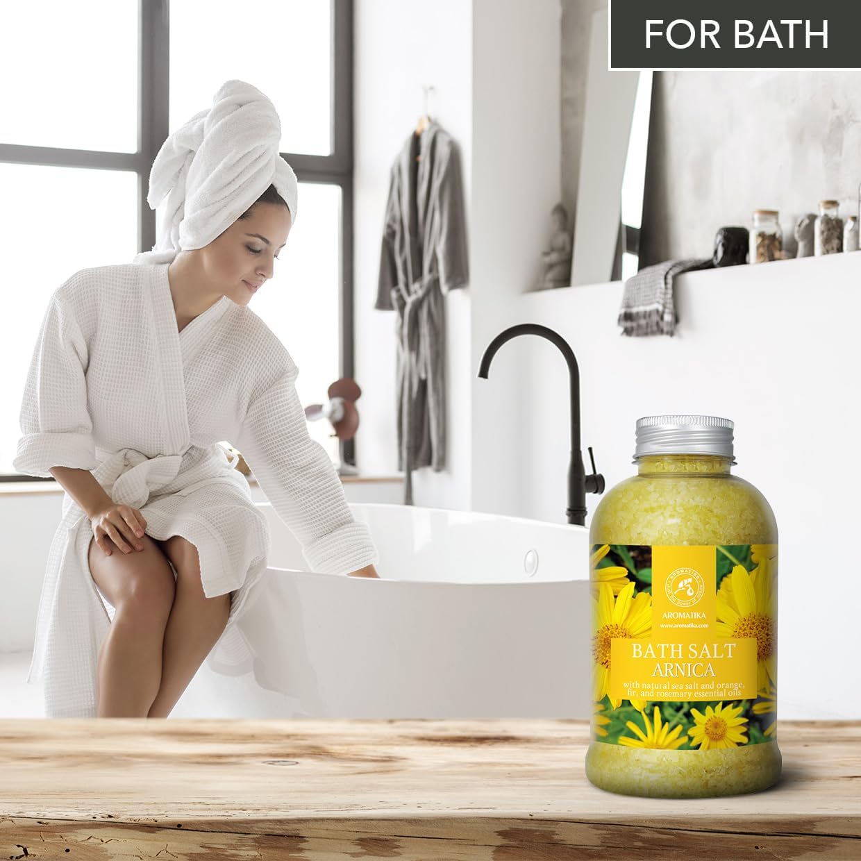 Arnica Bath Salts 21.16 Oz - 100% Natural Rosemary Orange and Fir Essential Oils - Sea Salt Arnica 600g - Best for Bath - Good Sleep - Relaxing - Body Care - Beauty - Image 4