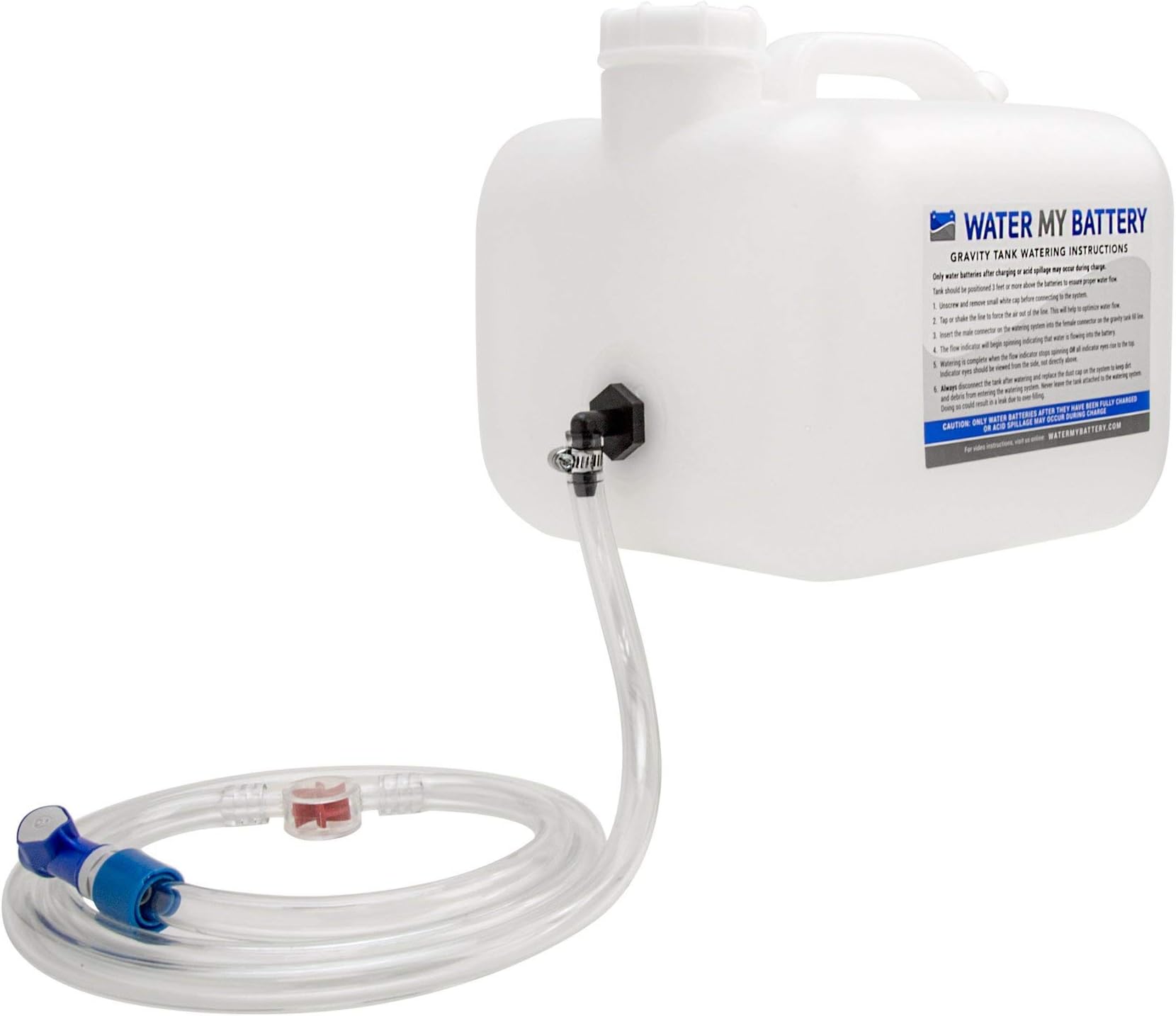 Gravity Tank (2.5 gal) for Battery Watering Systems Steady Flow of Water | Blue Connector Compatible