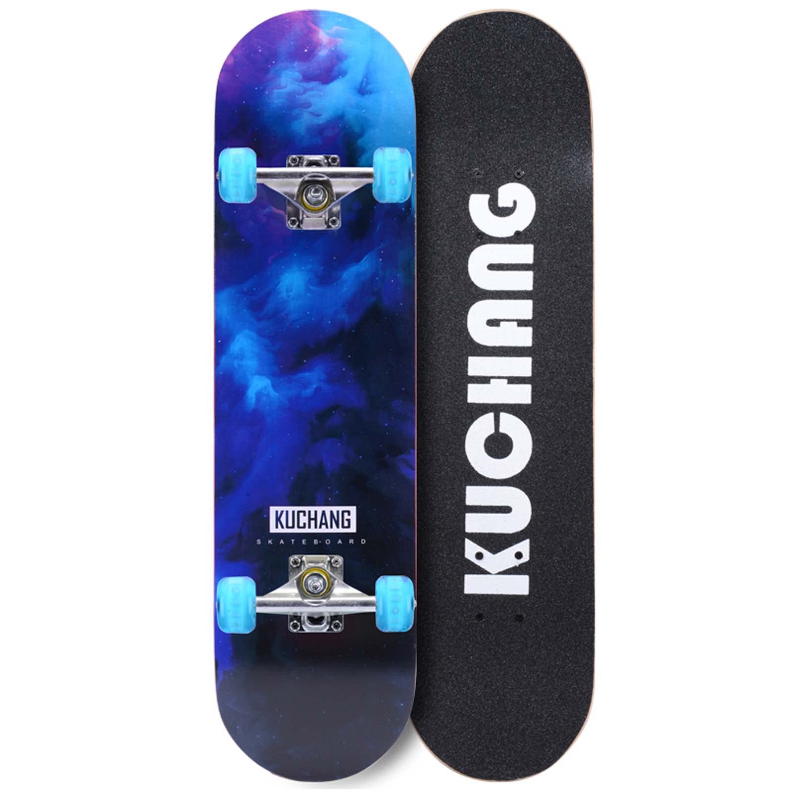 Skateboard 7-Layer Maple Deck with Colorful Flashing Wheels Standard Skateboards for Beginners Teens Adults Birthday Gift