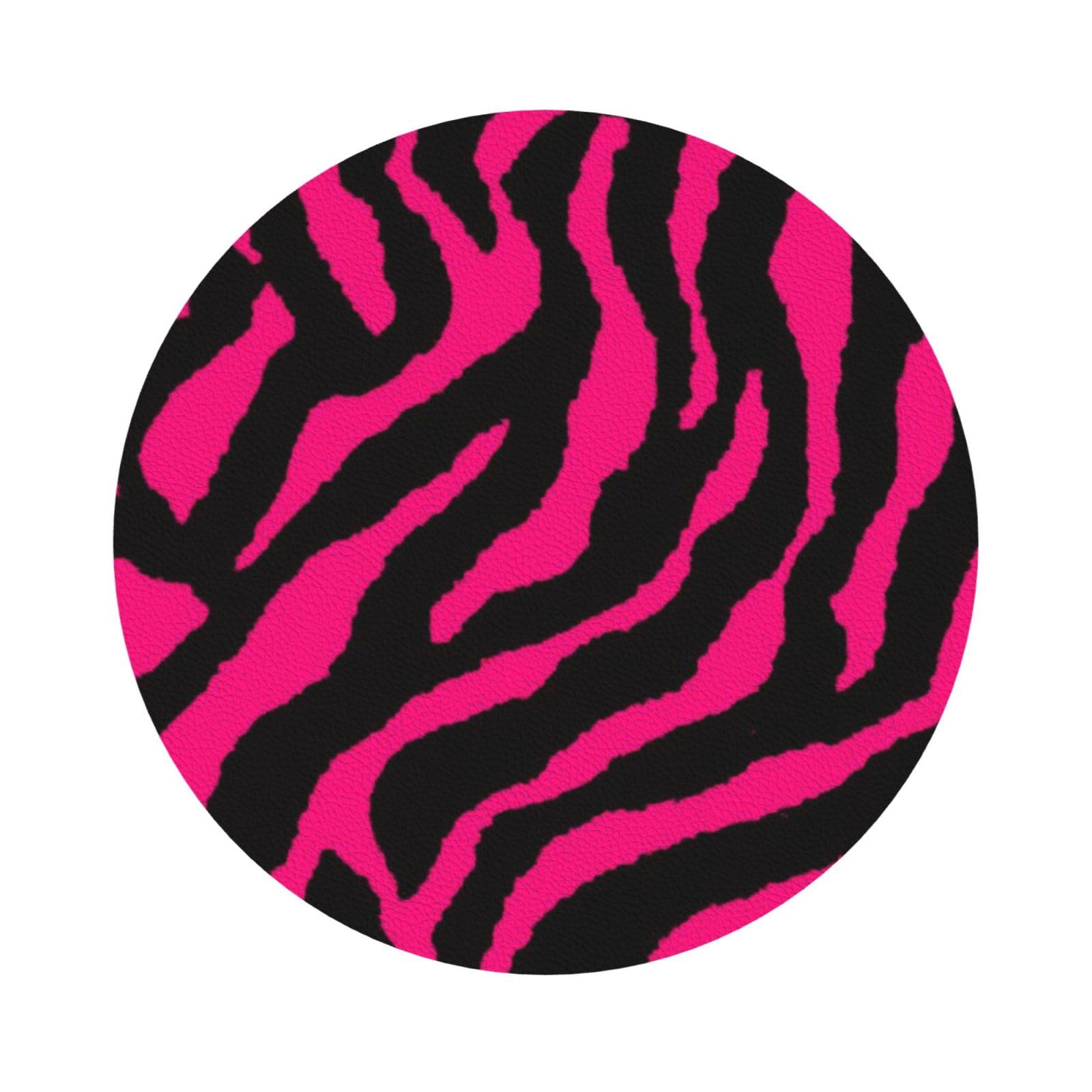 Zebra Tiger Leopard PU Leather Coasters Set of 6 Round Drink Coasters