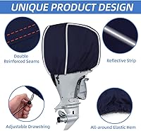 Vista 4 de Cubierta de motor fuera de borda 600D resistente a la decoloración y a las grietas, impermeable y a prueba de rayos UV, cubierta de motor de barco