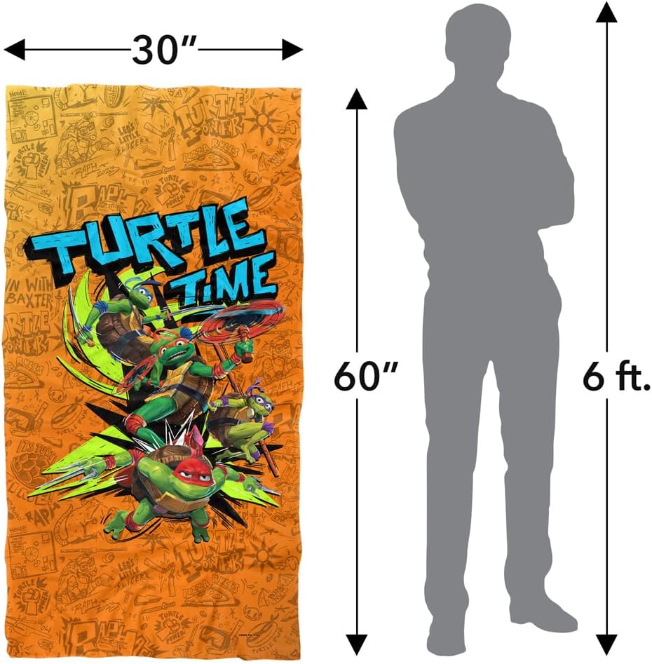 LOGOVISION Teenage Mutant Ninja Turtles: Mutant Mayhem Beach Towel, 30"x60" Turtle Time Grafitti Beach Towel