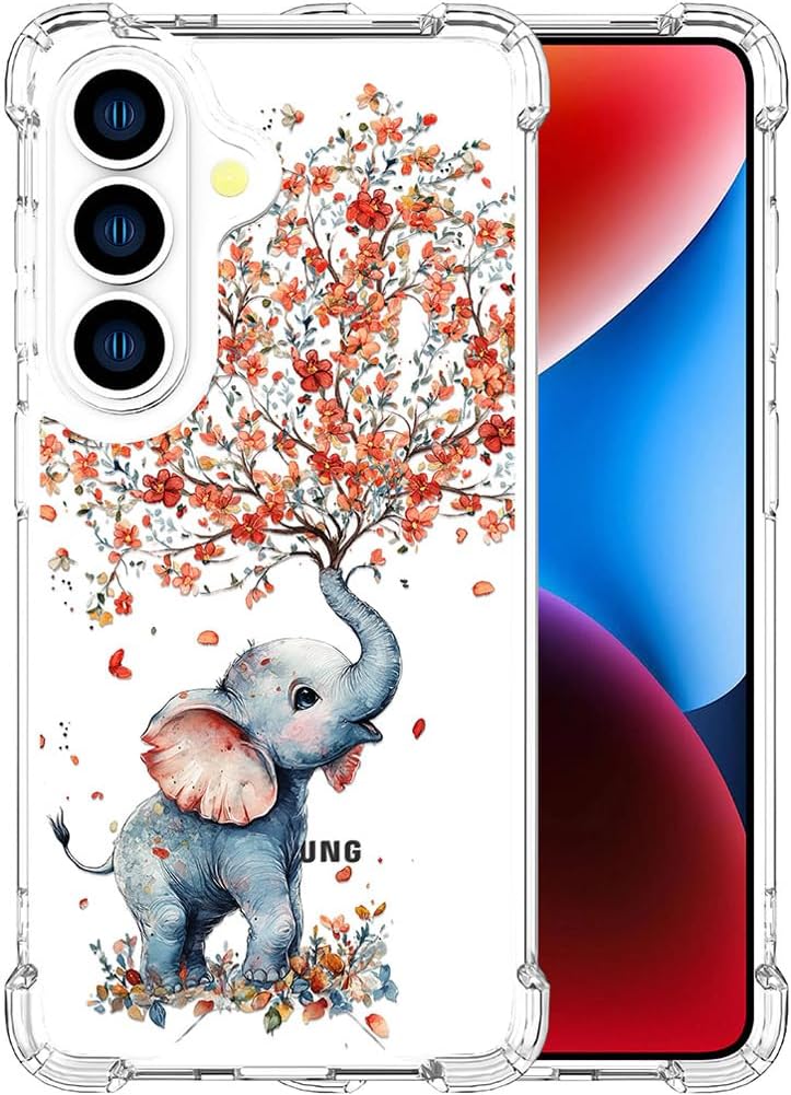 for Samsung Galaxy S26 Case - Clear Elephant Flower