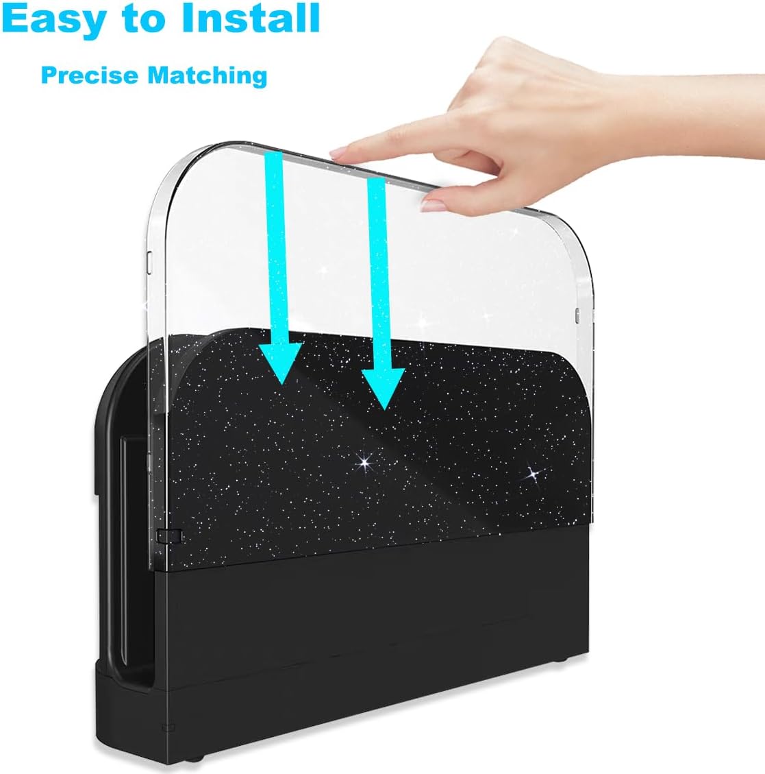 Custom Faceplate Cover for Nintendo Switch 2 Charging Dock, Anti-Scratch Switch 2 Dock Cover Clear Hard PC Replacement Shell for Switch 2 Charging Docking Station, Clear Glitter