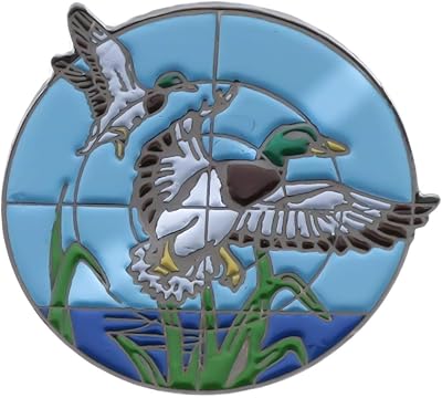 Mallard Green Head Ducks Sighted In Scope Hunting Hat or Lapel Pin PPM F4D10H