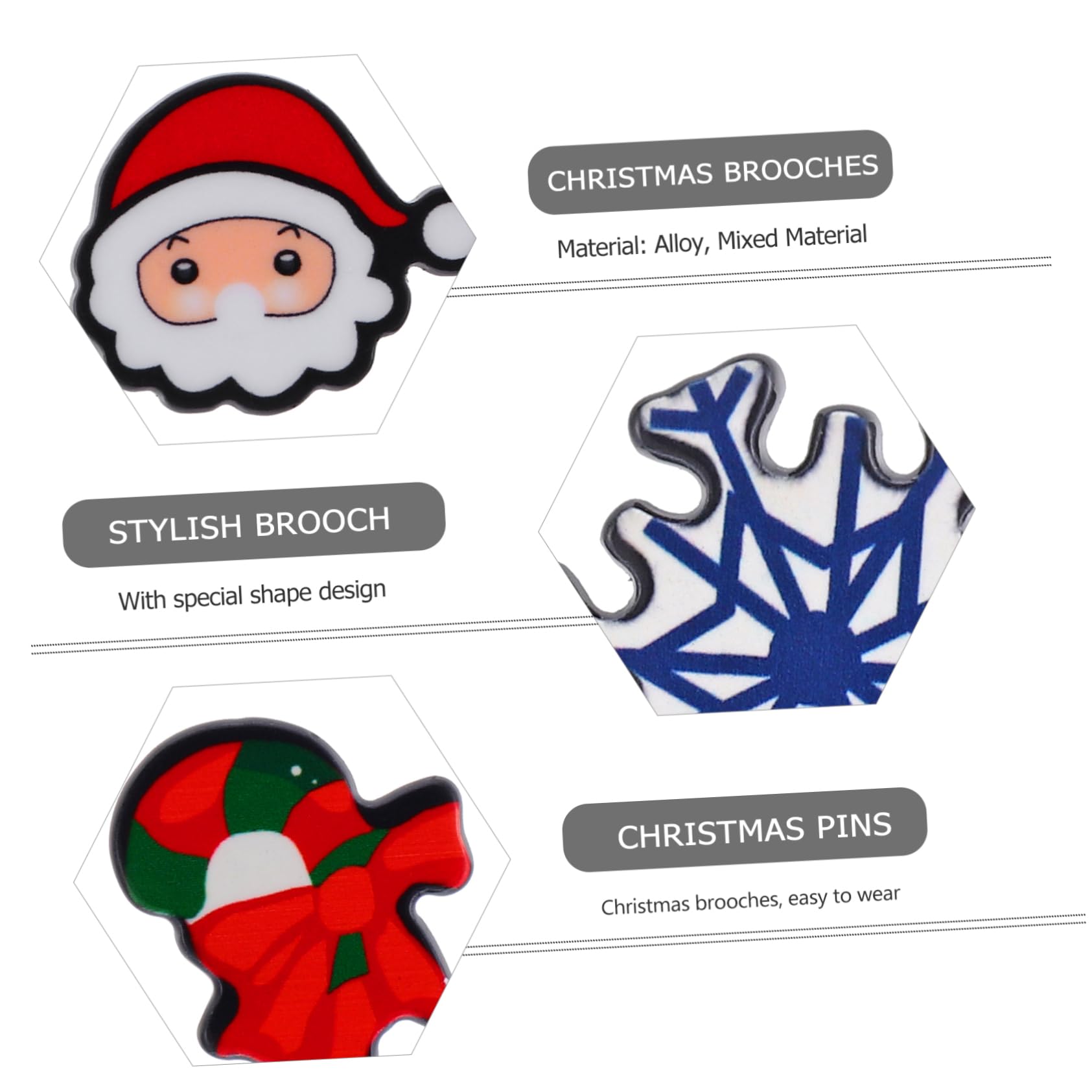 SHERCHPRY Broche De Navidad Alfiler Broches De Navidad Broche De Fiesta Broche De Santa Claus Horquillas Moño Pasador Insignia De Navidad Broche Pines Aleación