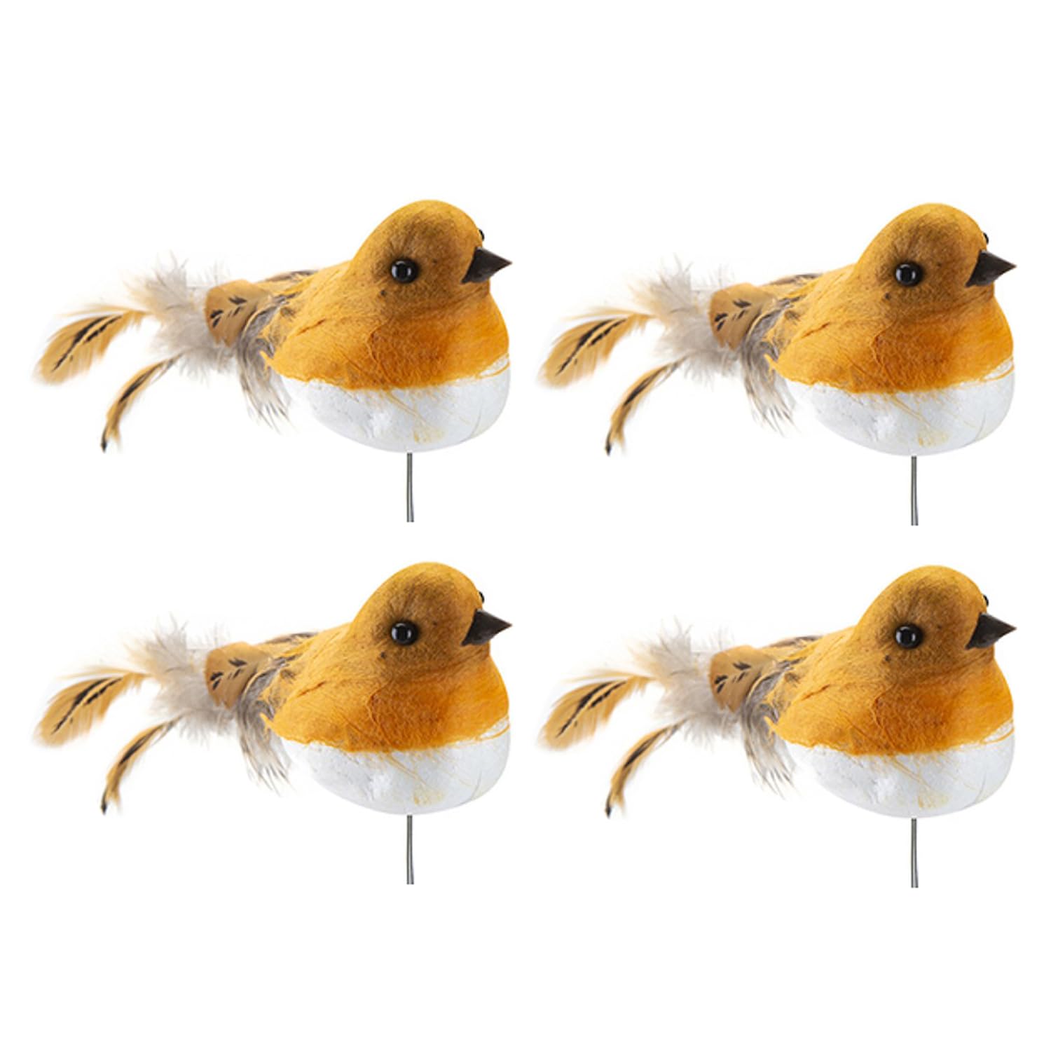 M1ss Orange/White 4 Pieces Robin Bird Christmas Decoration Very Cute Artificial Feather Xmas Tree Decoration Craft Garland Decoration Little Bird Ornaments Décor Home Garden Tree Spring Ornament