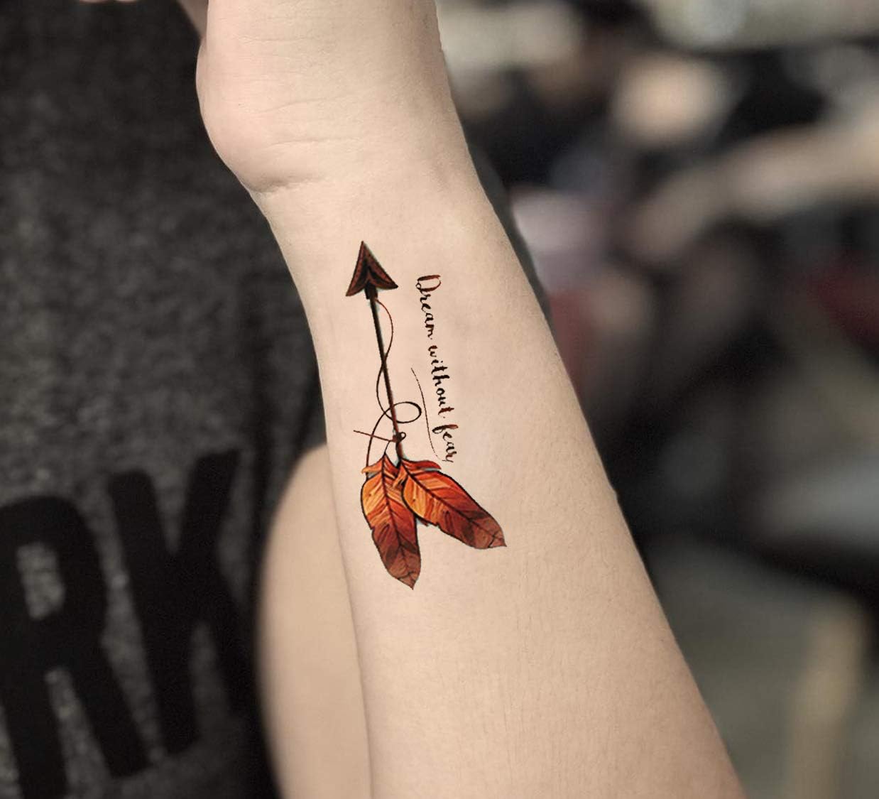 The Canvas ArtsTemporary Tattoo Stickers for Men, Women, Boys & Girls Waterproof Tattoo Stickers Flowers Butterfly Stars angle wolf Armband words 3D Realistic Tattoo Stickers TL-008 19X9cm