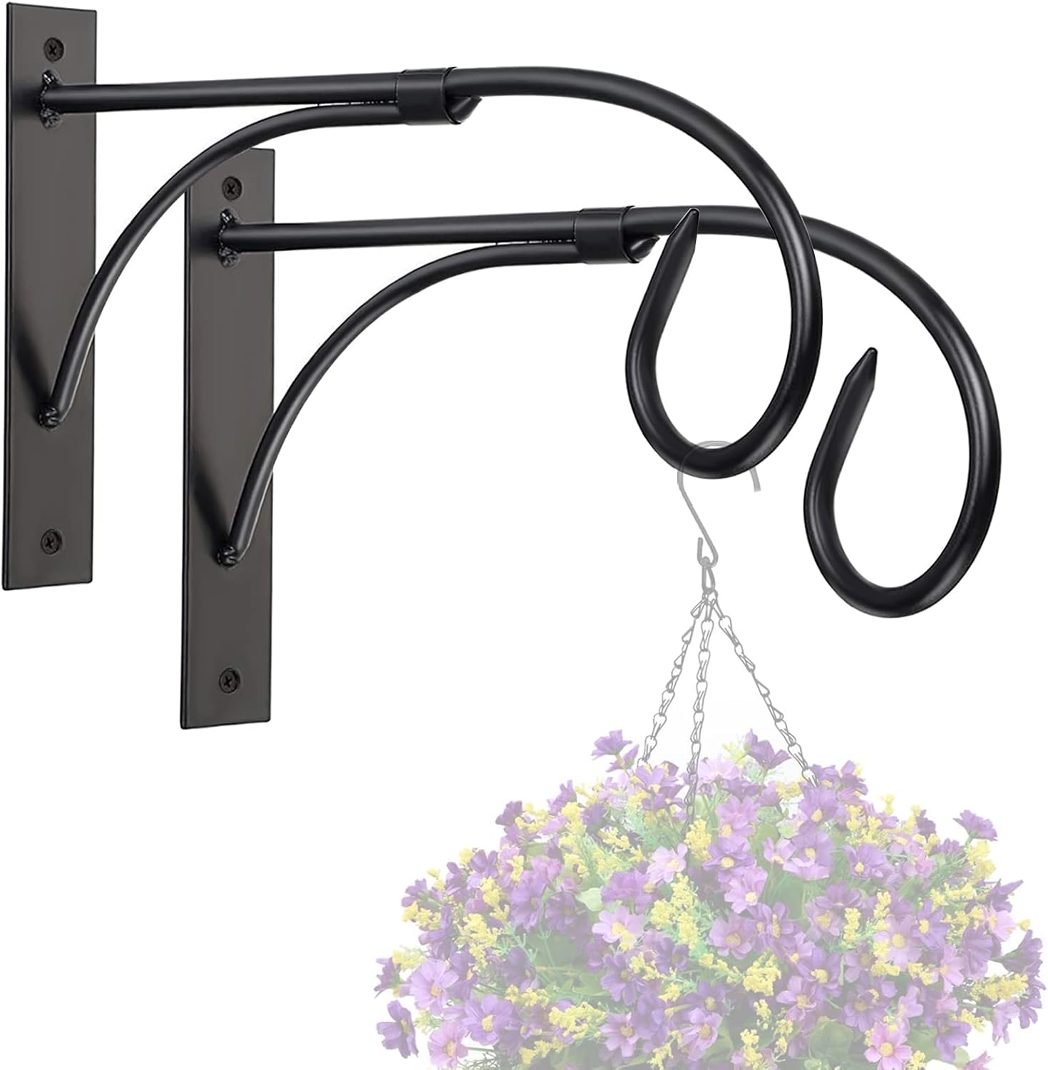 JUNBEI Wall Mount Plant Hanging Bracket, 11 Inches Hanging Plant Hook, Heavy Duty Rustic Decorative Metal Plant Hanger for Hanging Plant Flower Lantern Bird Feeder Wind Chimes (Set of 2)