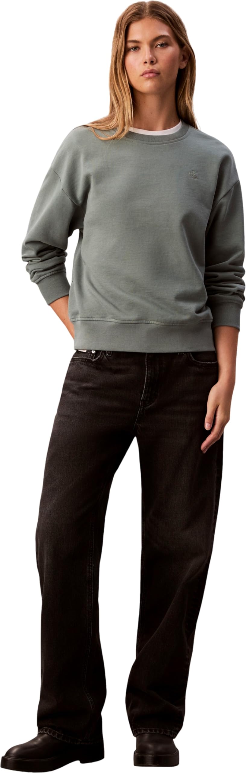Calvin Klein Sweat d’Intérieur Femme Archive Logo French Terry Col Ras-du-Cou