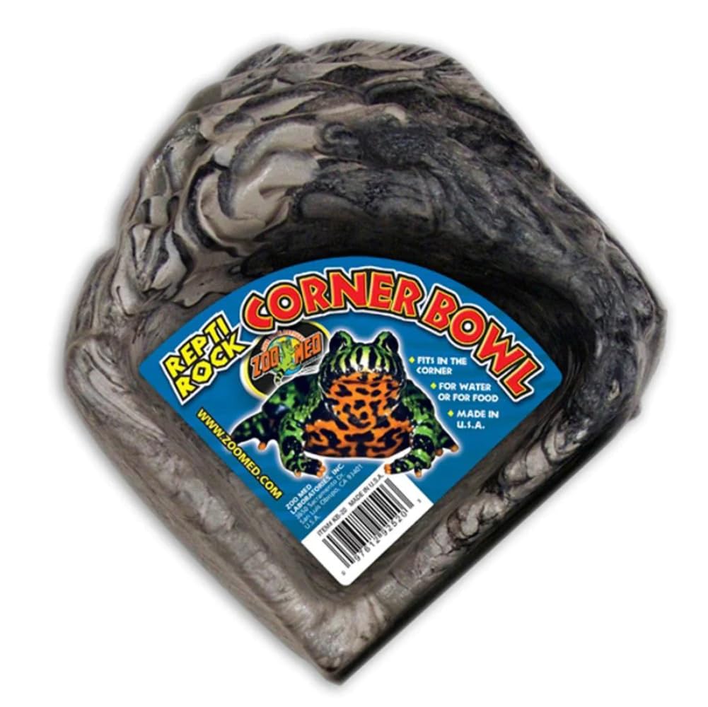 Zoo Med Repti Rock Corner Cuenco de Esquina para Reptiles, Comedero para Reptiles, Comedero para Reptiles, Dispensador de Agua y Comida para Tortugas, Lagartos, No Tóxico, XL, 47.5 x 9 x 34.5 cm