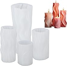 Dokeno Set of 4 3D Silicone Candle Moulds, DIY Candle Moulds, Cylindrical Shapes for Wax and Resin, Custom Candle Moulds, Crafts and Decorations