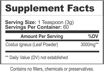 Insulin Plant Powder (Costus Igneus), 100% Natural Supplement, 2 Month Supply - Insulin Plant