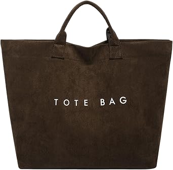 Suede Bag for Women, Large Solid Faux Suede Tote Bag Trendy Vintage Top Handle Handbag for Work Travel