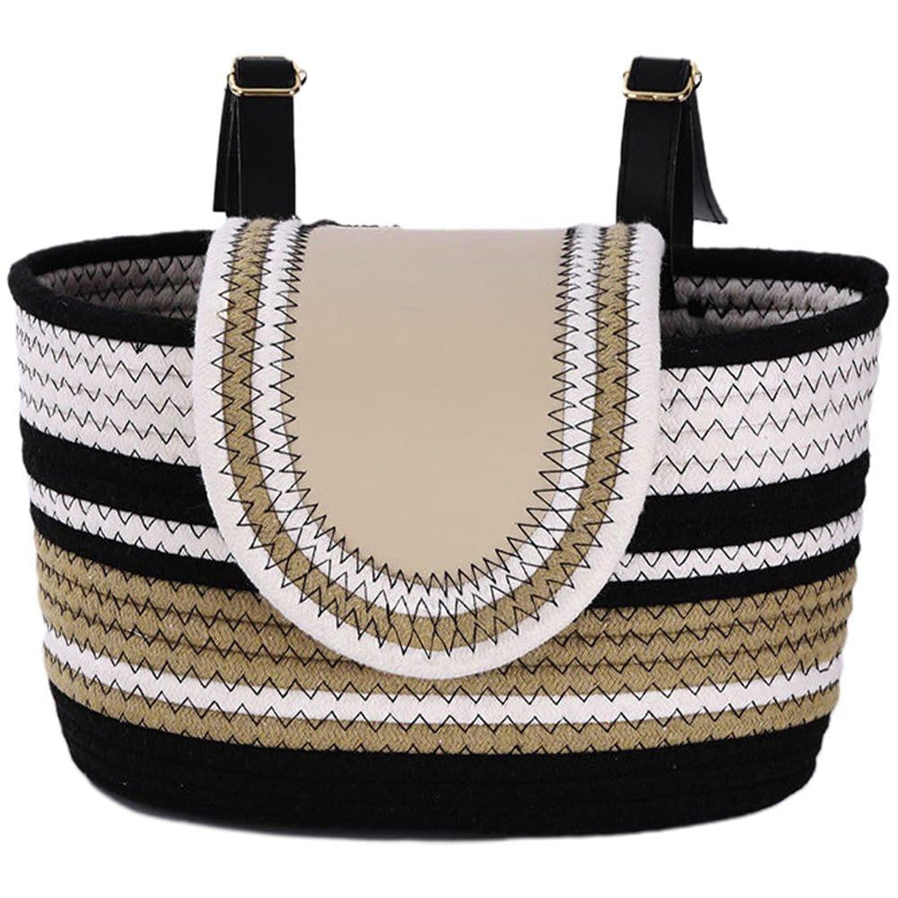 Muteitt Bicycle Basket for Front Handlebar Woven Bike Front Storage Basket with Adjustable Straps for Mountain Bike Accessories