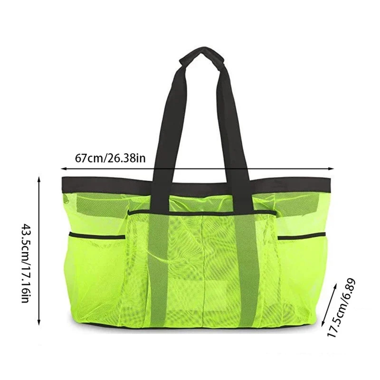 Bolsa De Playa Bolsa de Playa Grande de Malla con múltiples Bolsillos, Ideal for Gimnasio, natación, Viajes y Picnic. para La Playa(Black)