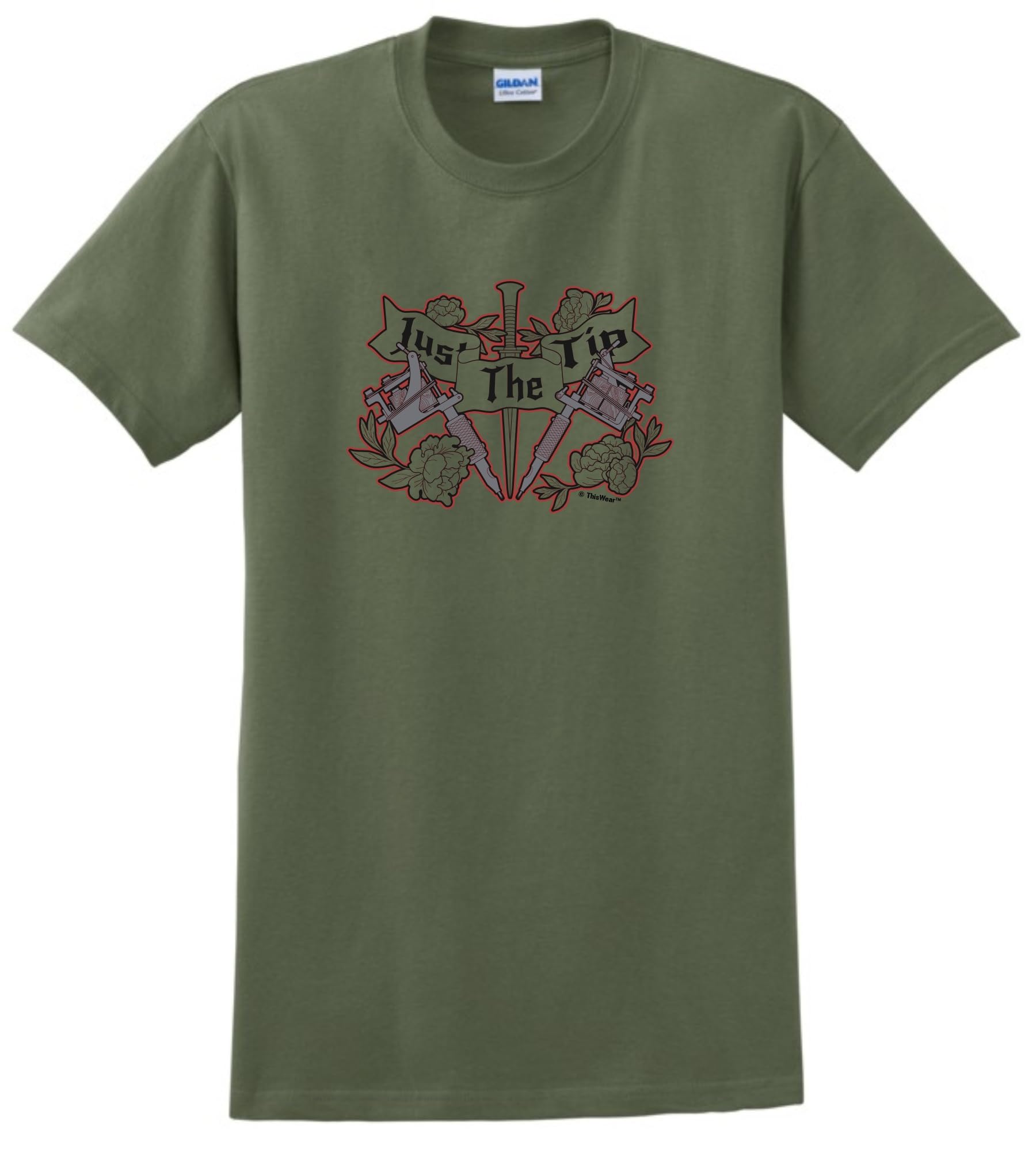 Tattoo Artist Gifts for Men Just The Tip Short Sleeve T-Shirt Medium Military Green