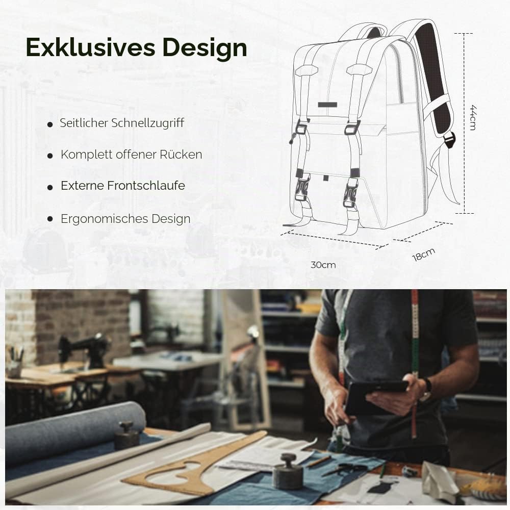 K&F CONCEPT Kamerarucksack 20L, Große Camera Backpack 15,6 Zoll Laptopfach, Spritzwassergeschutzt Fotorucksack mit Regenschutz, Kameratasche Groß für DSLR SLR (Schwarz)