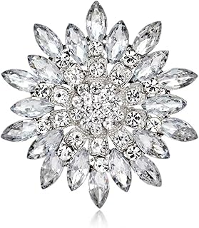 Exquisite Crystal Flower Corsage Bouquet Brooch Pin for Women Girls Rhinestone Floral Lapel Pins Clip Sweater Coat Scarves Dress Suit Badges Brooches Pins Fashion Jewelry Gifts Wedding