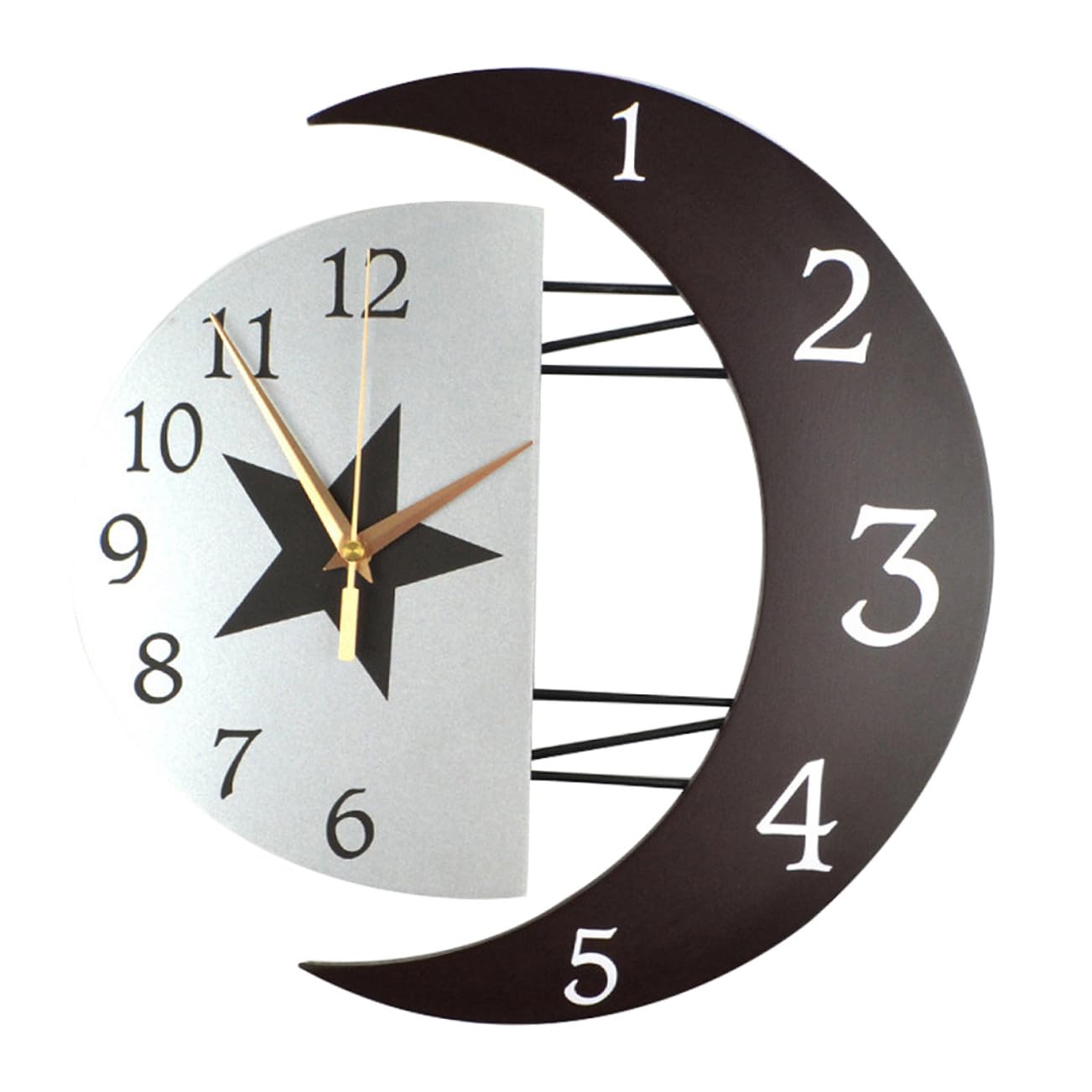 Horloge murale design artistique en croissant de lune à quartz