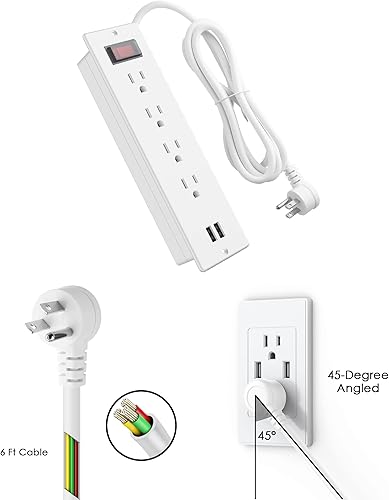 Miniatura 6 de Regleta de alimentación empotrable para conferencias impermeable, regleta empotrada para muebles con 4 tomas, 2 USB, protector de sobretensiones de
