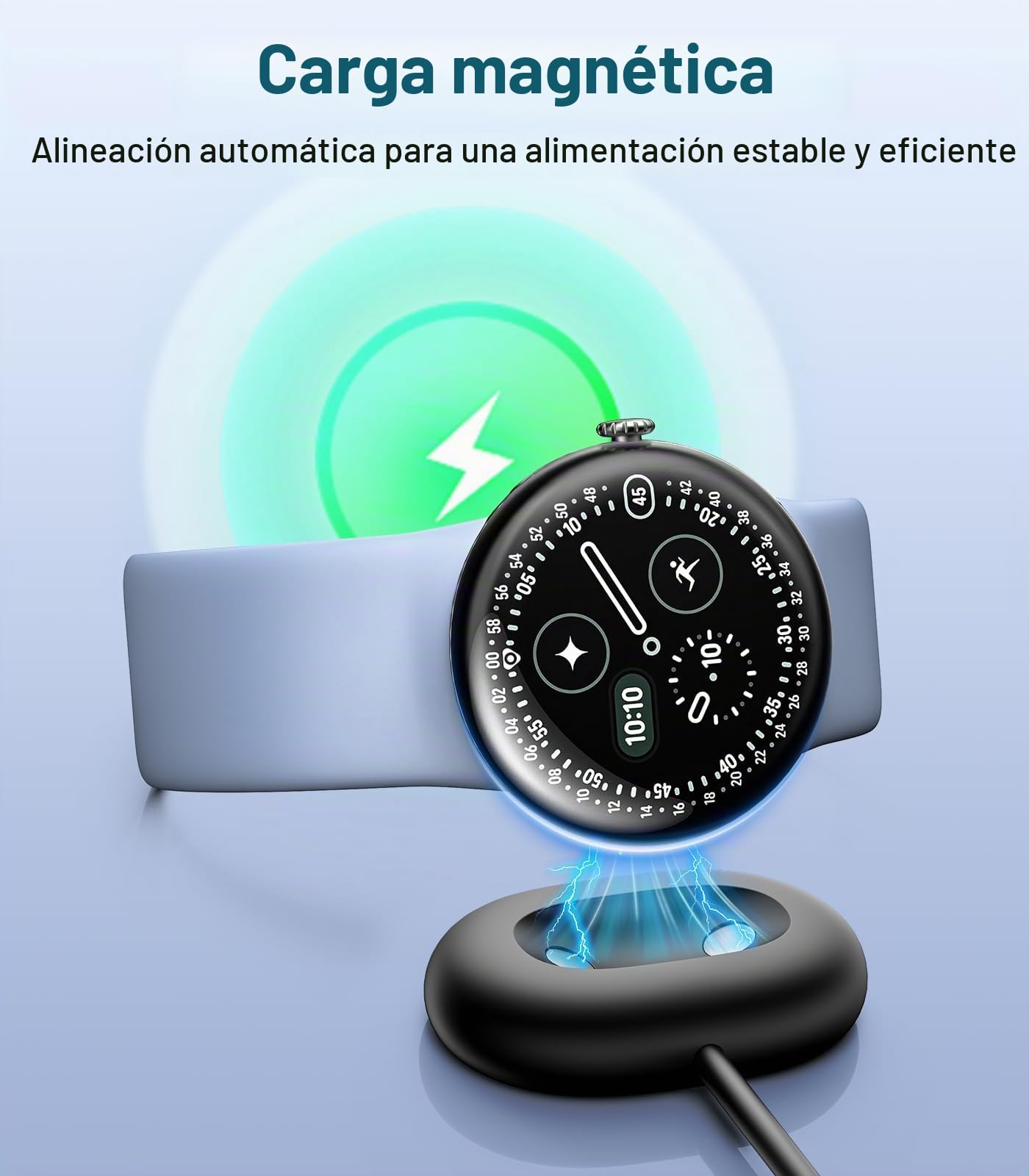 TiMOVO Base de Carga Compatible con Google Pixel Watch 4 41mm/45mm | Soporte de Carga Rápida Magnético Compatible con Pixel Watch 4, Cable de Carga Tipo C de 1m con Base Lateral, 2 Paquetes