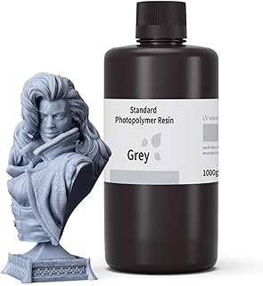 ELEGOO Standard 3D Printer Photopolymer Resin Grey 1000g, High Precision Printing Resin 405nm Low Odor UV-Curing for LCD/DLP/MSLA 3D Printer