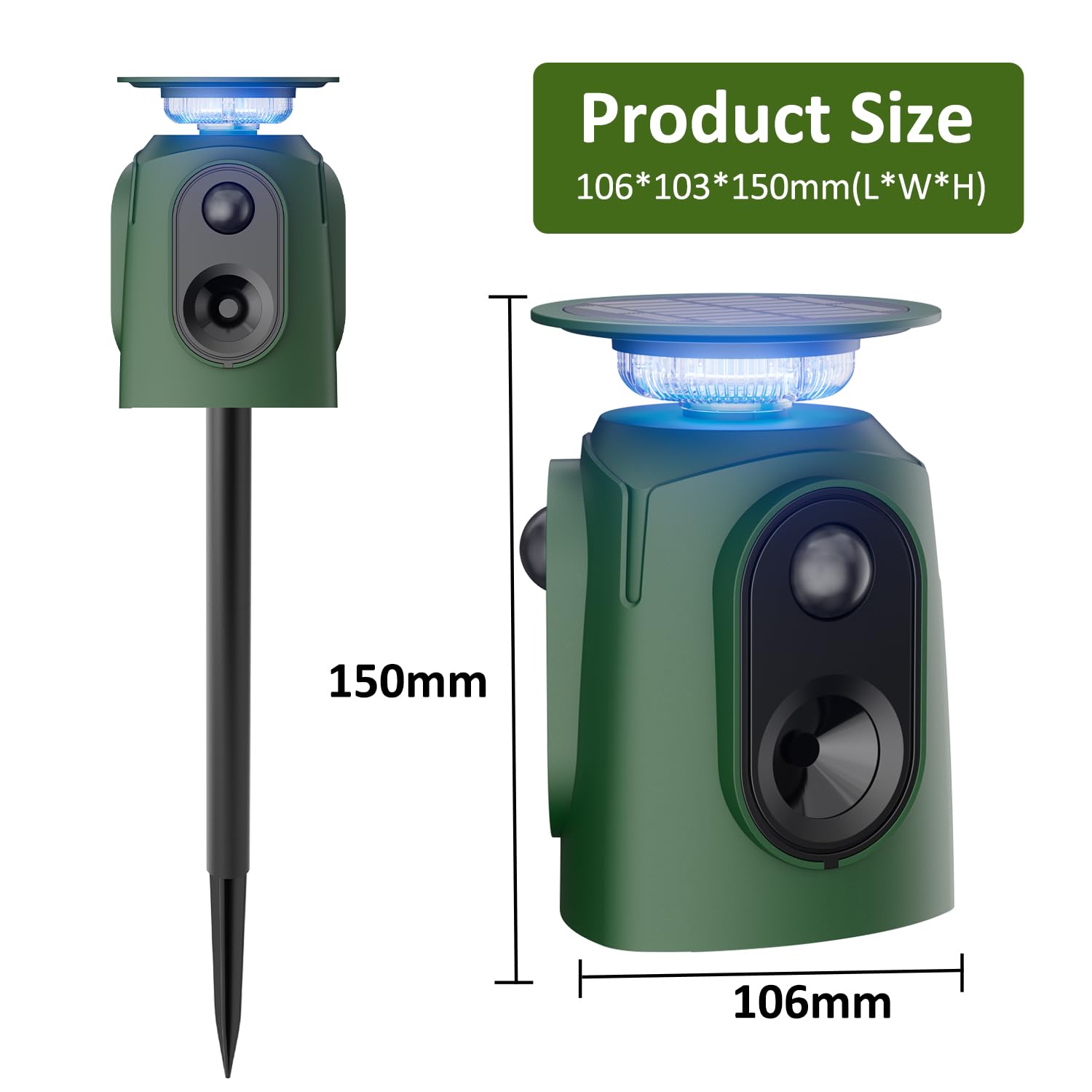 Katzenschreck Ultraschall Solar Tiervertreiber, 360° Marderschreck mit LED-Licht, Katzenabwehr Marderabwehr Garten IP65 Wasserdicht 5 Modus Waschbär Abwehr für Katzen Hunde Marder Mäuse Vögel