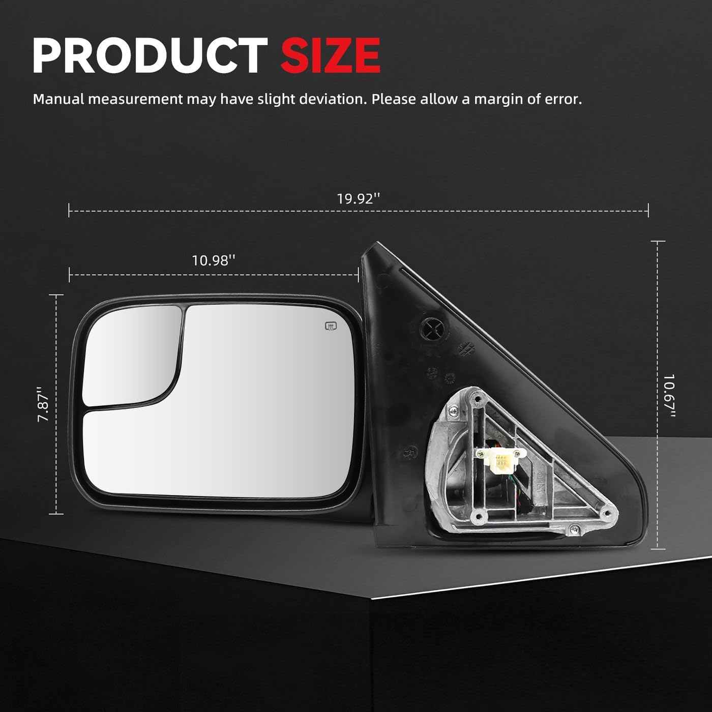 Drive & Paasenger Towing Mirrors - Compatible with 2002-2008 Dodge Ram 1500 2500 3500 - Power Adjustable Heated Manual Fold Black Side View Mirrors