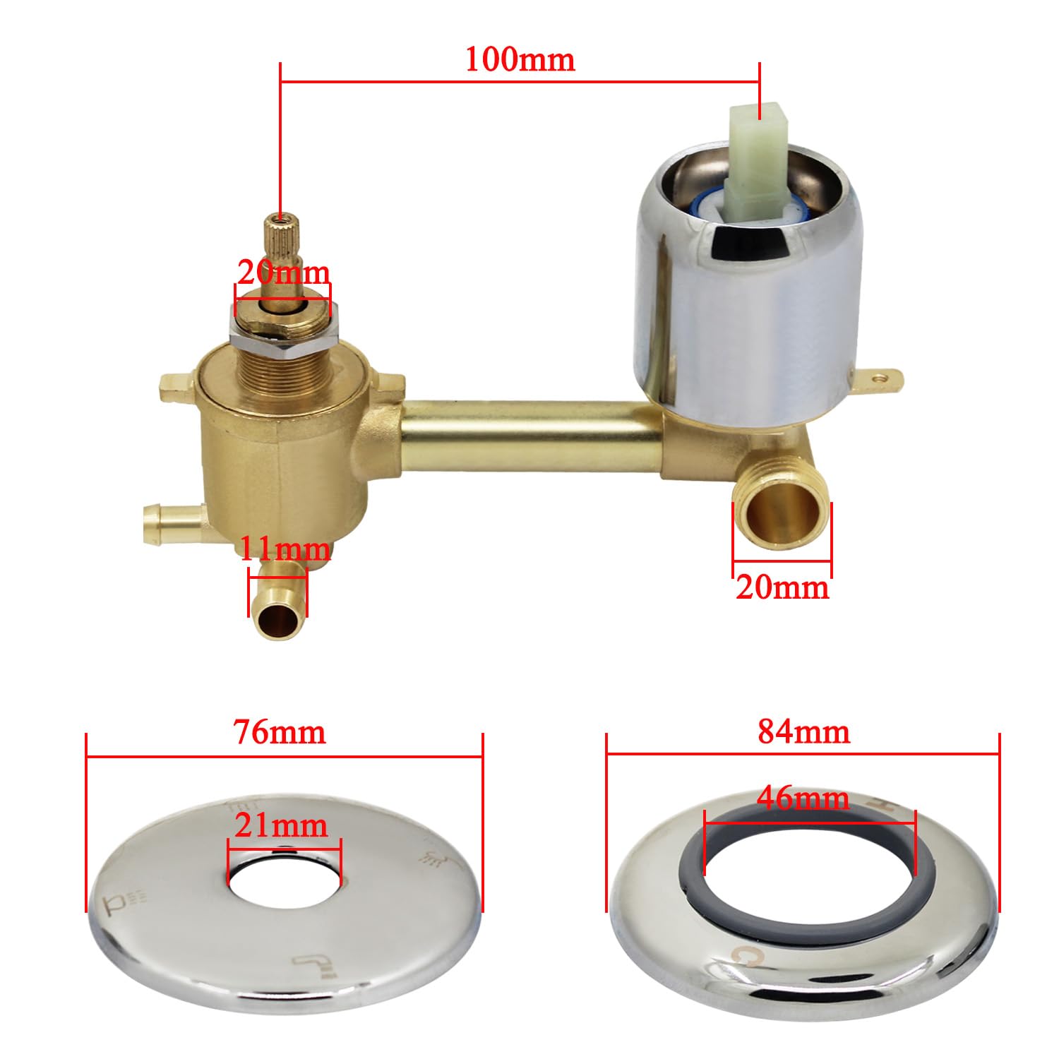 Miscelatore doccia incasso con deviatore per cabina doccia valvola 2 3 4 5 vie deviatrice in ottone cromato a parete per bagno rubinetto monocomando da muro cartuccia acqua manuale per wc (3 vie 10cm)