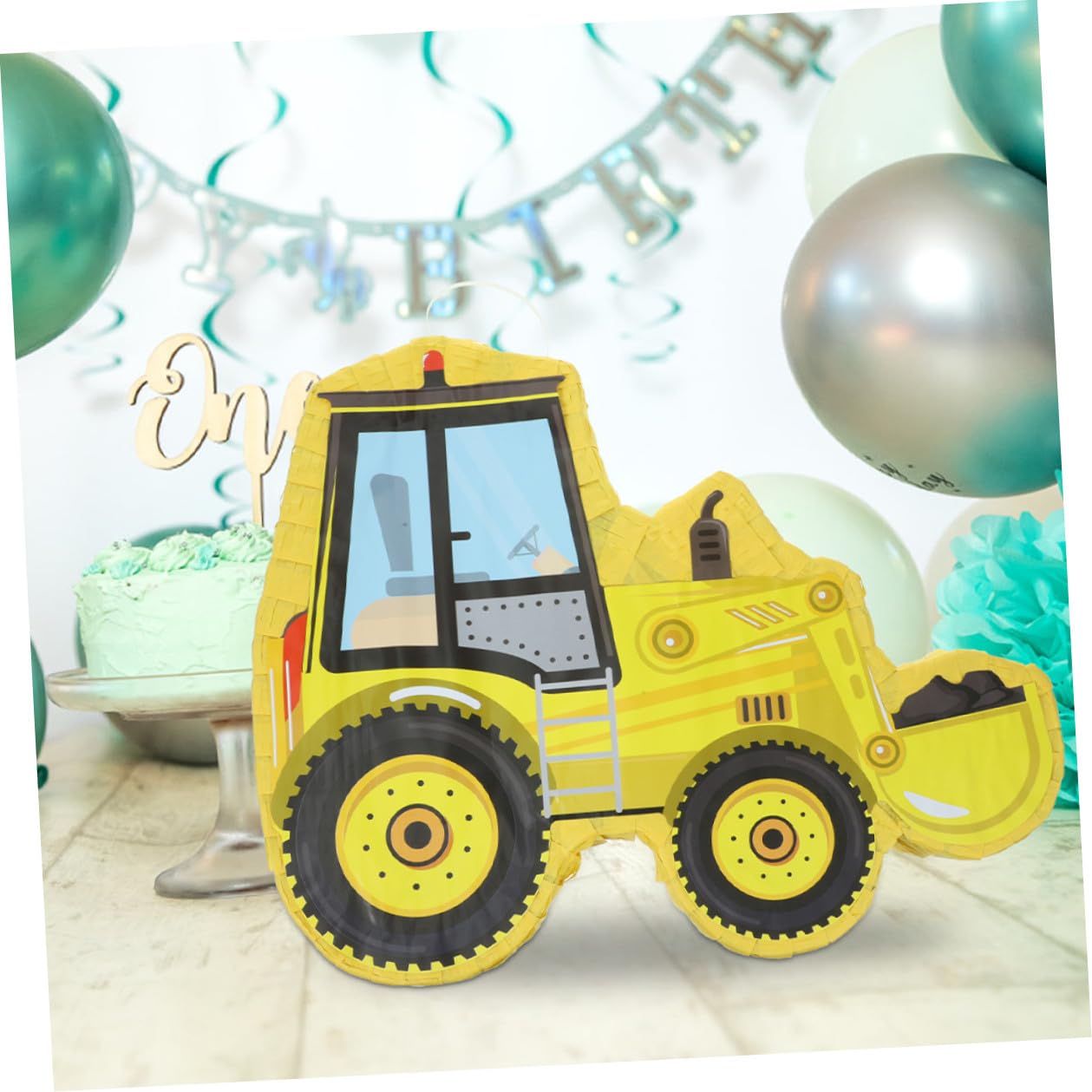 TOYANDONA Piñata de Papel Excavadora para Fiesta Infantil, Color Amarillo, 2 Piezas (piñata Palo para Golpear), Accesorio de Juego Adecuado para Cumpleaños y Eventos Temáticos