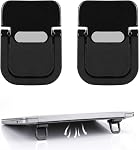 2 Pcs Mini Supports pour ordinateur portable, Support pour ordinateur portatif invisible, Support de clavier en alliage de zinc autocollant, Support pliable pour ordinateur portables de bureau Tablettes Notebook (Argent)
