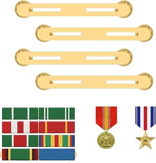 4 Pcs Patriotic Military Award Ribbon Mounting Bars 2 Brass Holders with Butterfly Clasps for Independence Day Uniform Display Veterans Active Duty (2 Ribbon Rack)