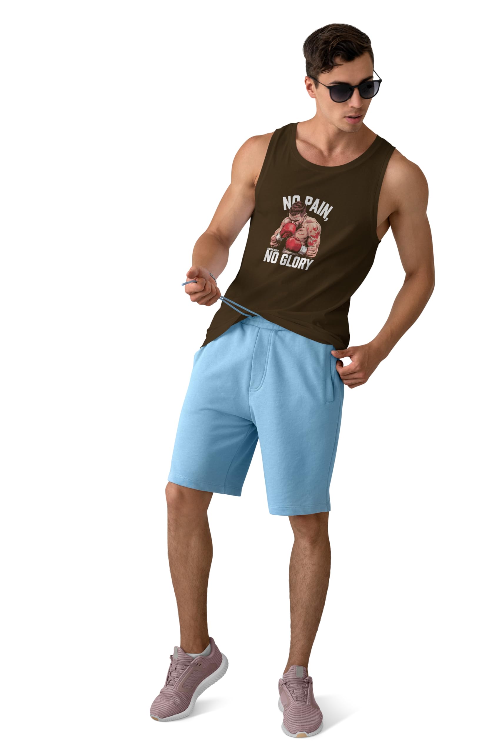 Street Sleeveless Tan for Men | Graphic Muscle Tank Top | Casual Gym & Summer Wear-image-37