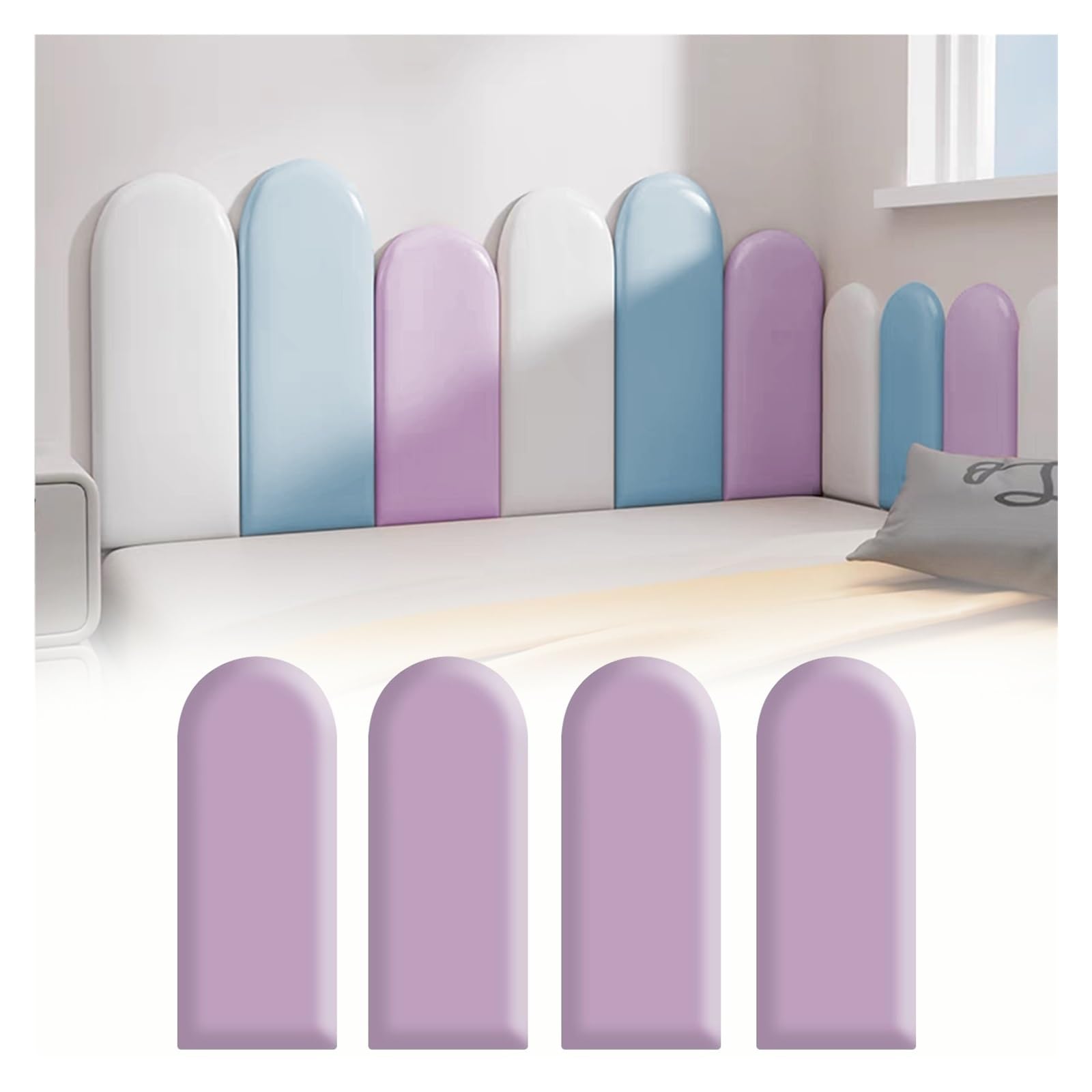 NURUGURE Upholstered Wall Panels PU Leather Easy Install Padded Wall Covering for Headboard Bedroom Playroom