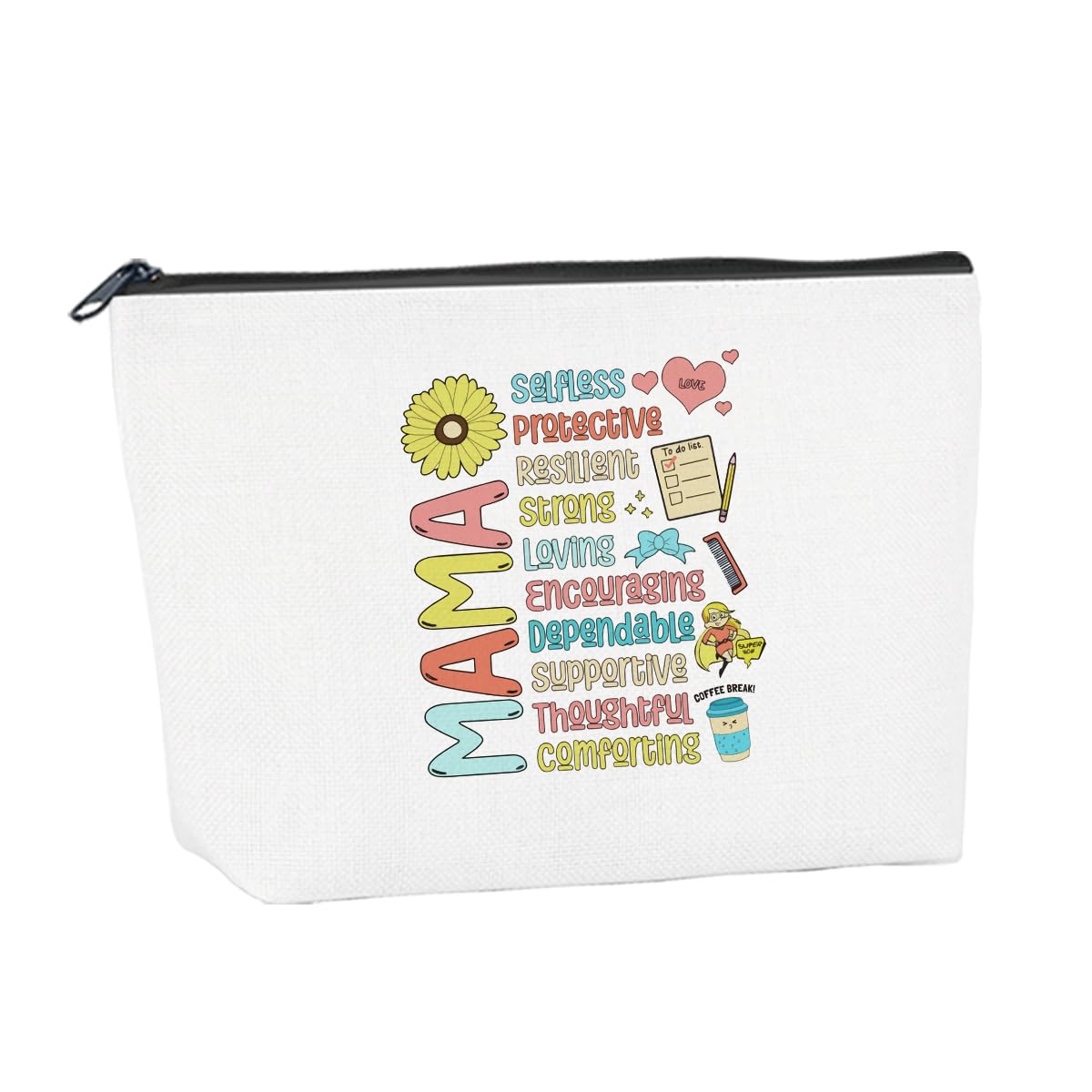 Mama Gift Mother's Day Birthday Gifts for Mom Christmas Presents Birthday Gift Retro Blessed Mama Makeup Bag Make Up Bags for Women Cosmetic Bags for