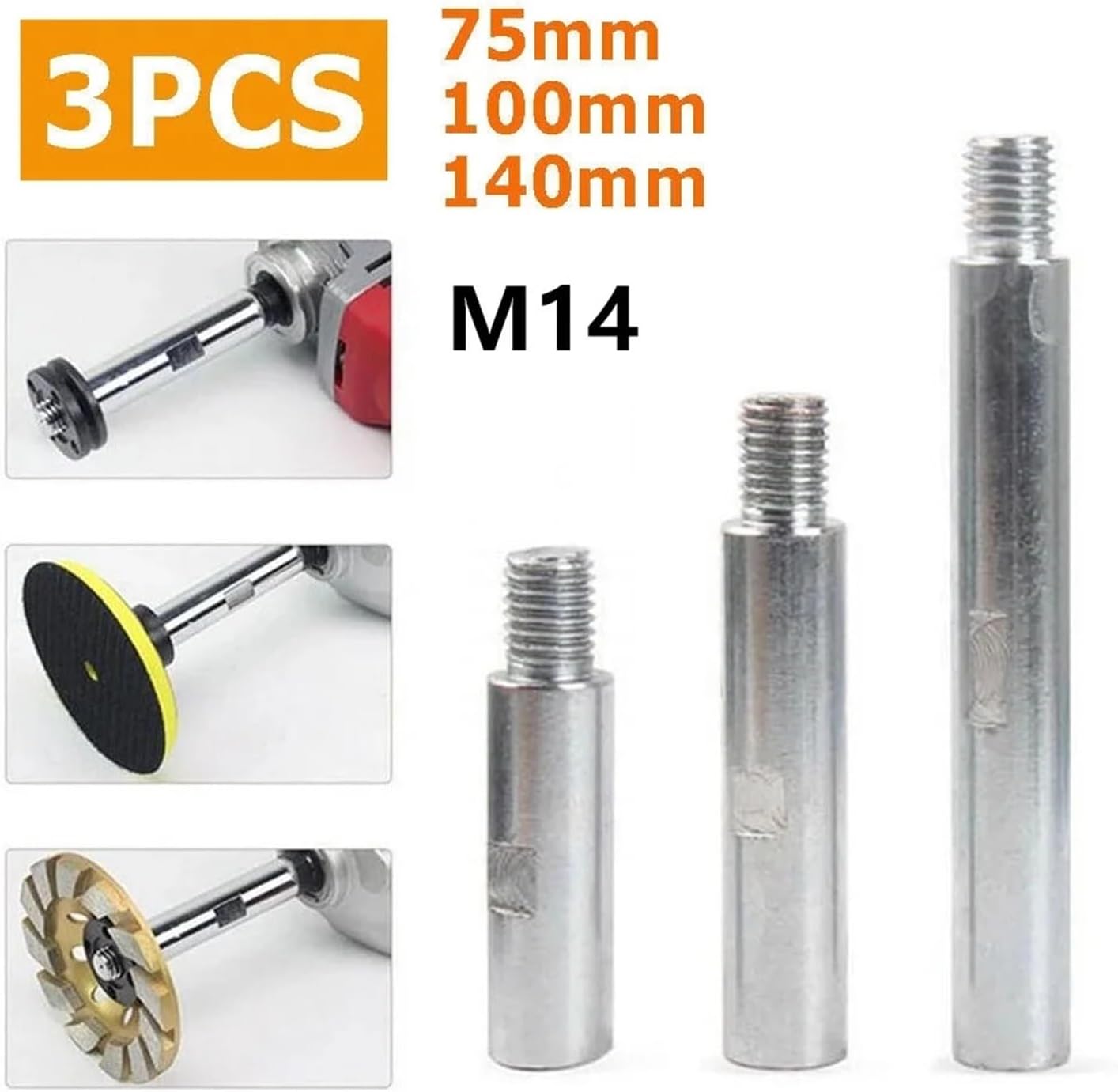 Adapter for Angle Grinder Angle Grinder Holder 3Pcs/Set Angle Grinder Polisher Extension Rod M14 Adapter Connecting Rod Grinding Connection Adapter Power Tool Accessories