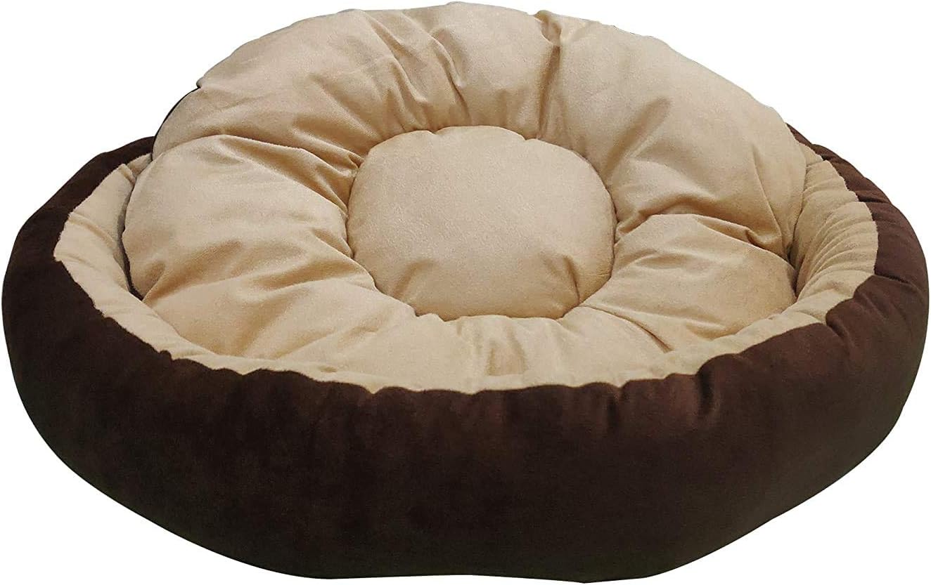 Gorgeous Ultra Soft Sofa-Style Brown Cream Dog,Cat Bed Size - XXL