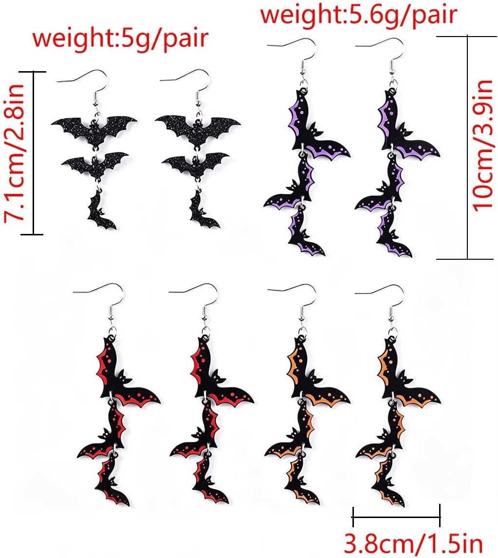 Acrylic Halloween Bat Dangle Earrings for Women thumbnail