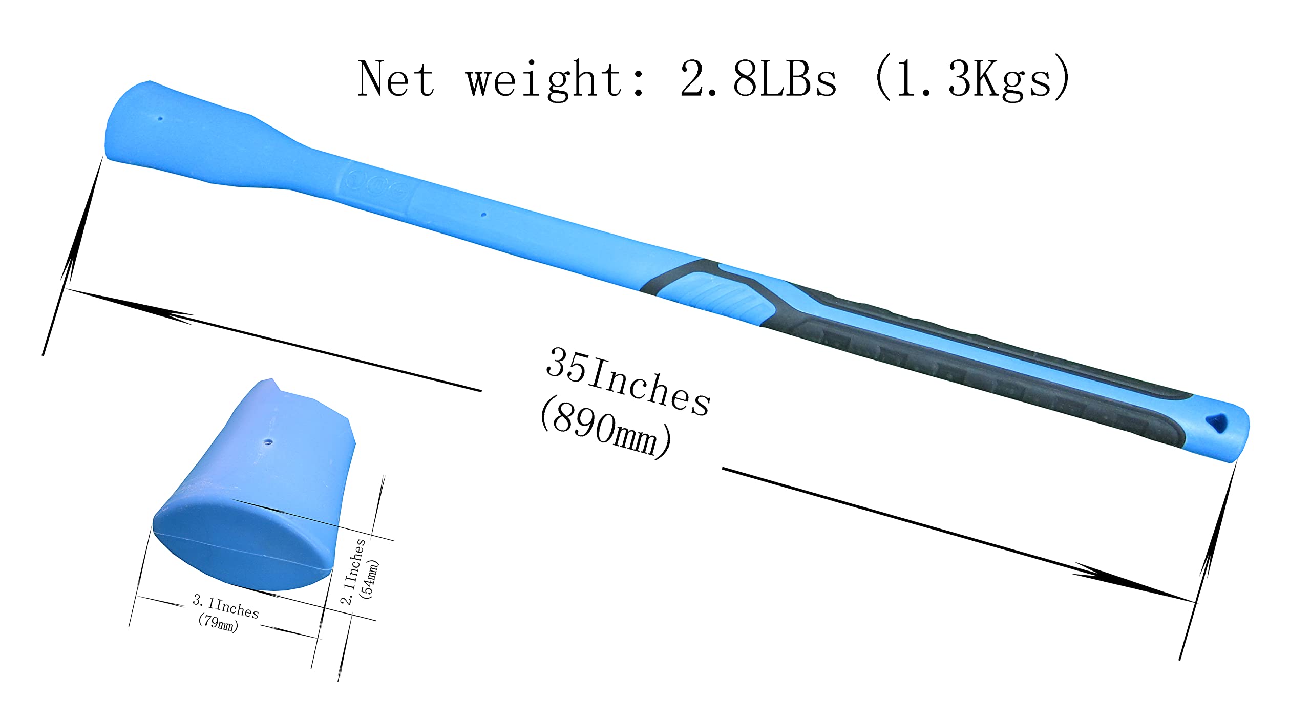 Maniglia in fibra di vetro da 35 pollici, leggera e forte, ammortizzante, adatta 70x45mm (75x50mm) presa standard, manici di prelievo mattock 2.8LB