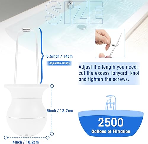 Miniatura 5 de KDF55 - Filtro de bañera blanco para grifo de bañera, elimina el cloro residual y los iones de metales pesados del agua, suaviza el agua dura,