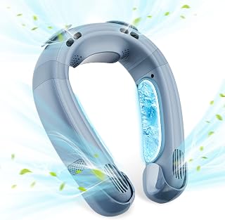 ULSTAR Neck Cooler Fan, Portable Neck Fan with Cooling Plate, Wearable USB Neck Air Conditioner Personal Neck Hanging Cooling Fan for Home Office Outdoor Sports Travel Hiking (Blue)