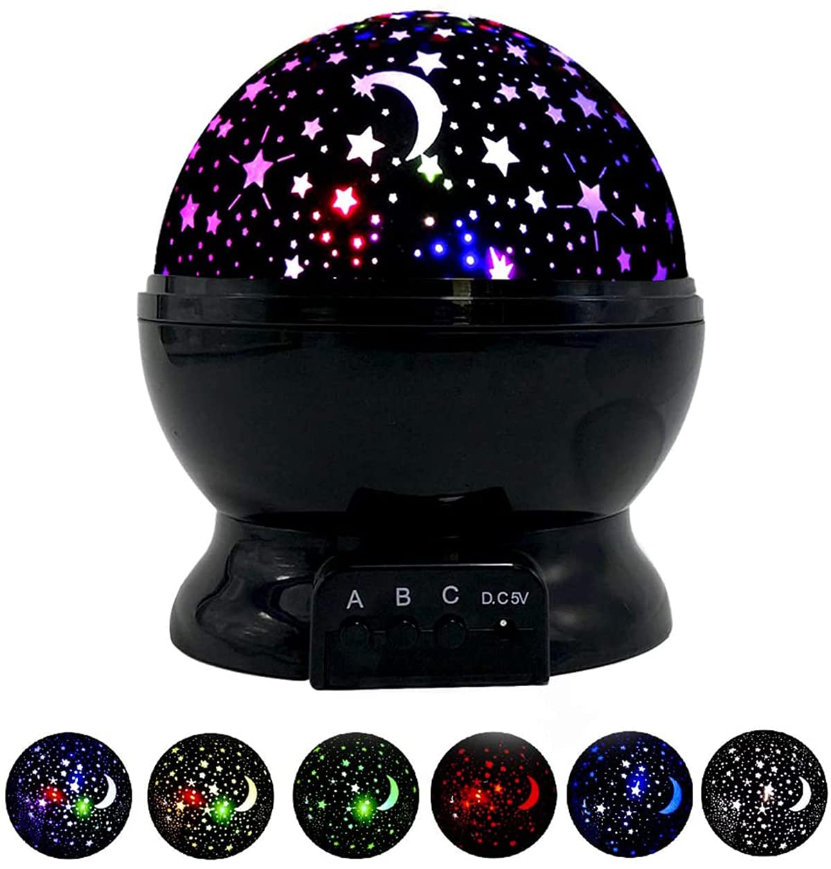 KASTWAVE Kids Starry Night Light, 360 Degree Rotating Star Projector, Desk Lamp 4 LEDs 8 Colors Changing with USB Cable, Best for Children Baby Bedroom and Party Decorations