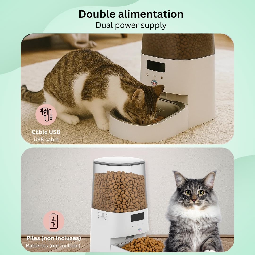 Dispensador automático de croquetas 5L – Programable vía aplicación Wi-FI para perros y gatos