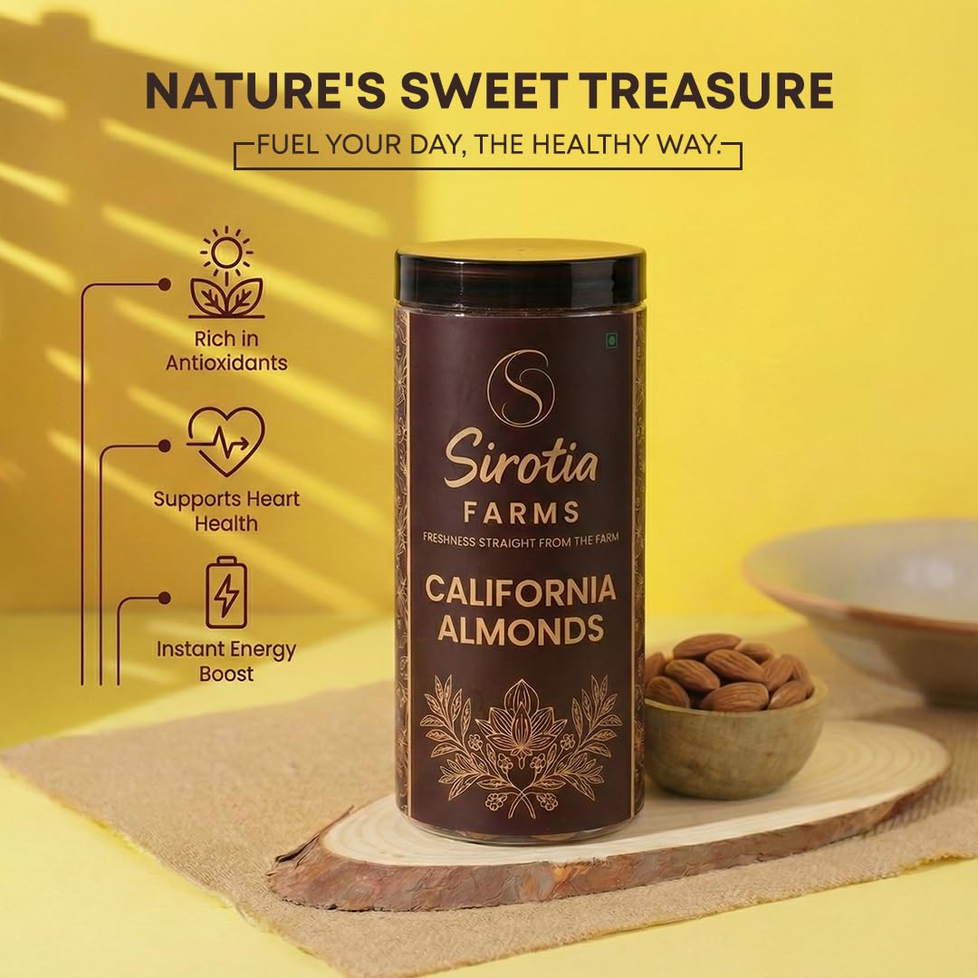 Sirotia Farms Premium California Almonds/Badam Whole, 500g, Real Nuts, High in Fiber, Badam Giri, Rich in Protein, Magnesium, Phosphorus and Dietary Fibre, Nuts & Dry Fruits 4
