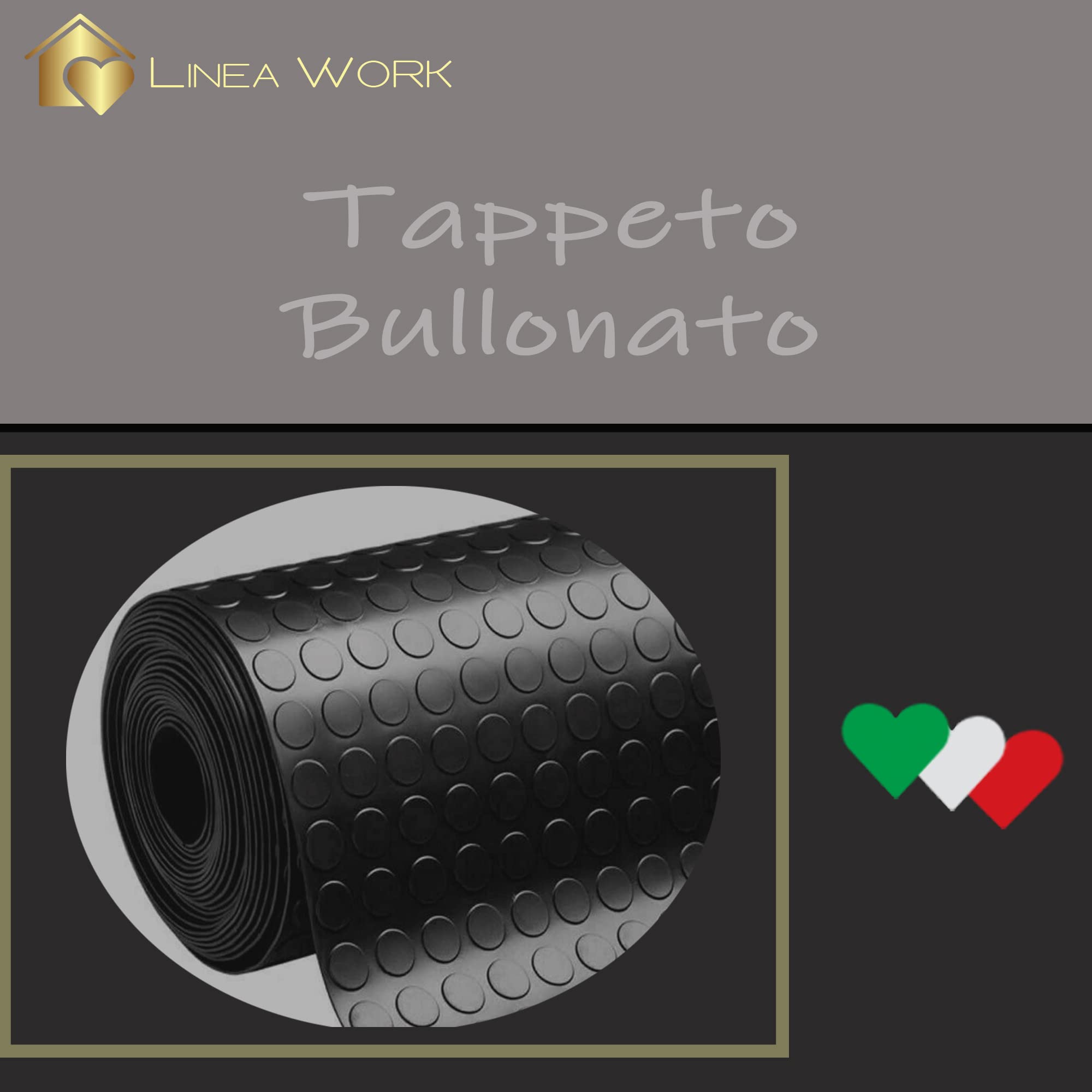 Home Tresor - Pavimenti in Pvc Rotoli | Pvc Bollato | Tappeto Bullonato Linoleum Copripavimento Rivestimento Gomma Antiscivolo Flessibile Altezza 100 cm. Grigio (14 MT)