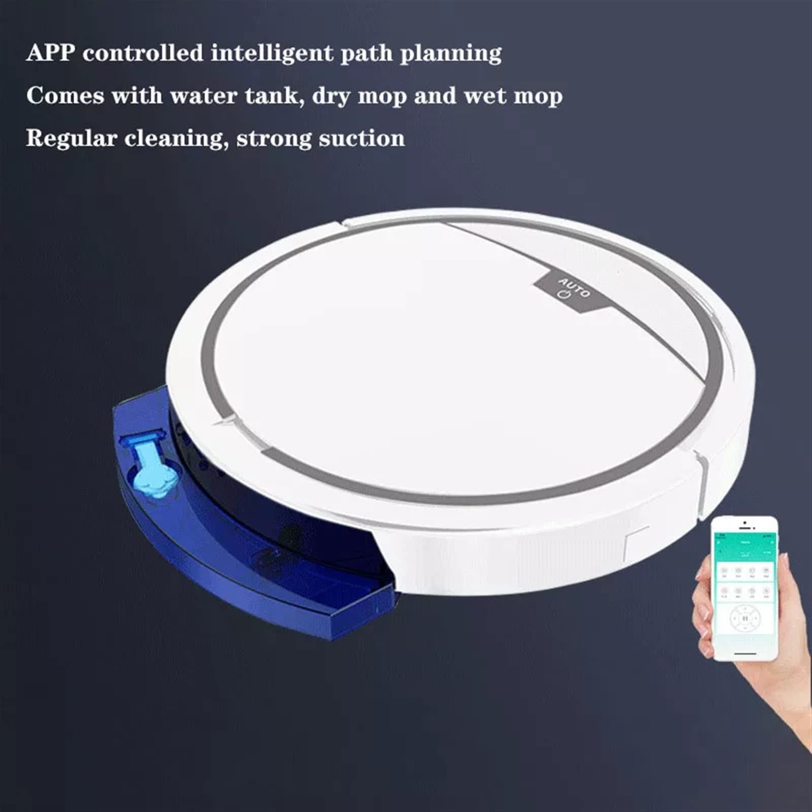 Robot Aspirapolvere Robot Aspirapolvere Wireless Mop Spazzare Pulizia Pavimento Casa Telecomando Smart Dry Wet (Schwarz)