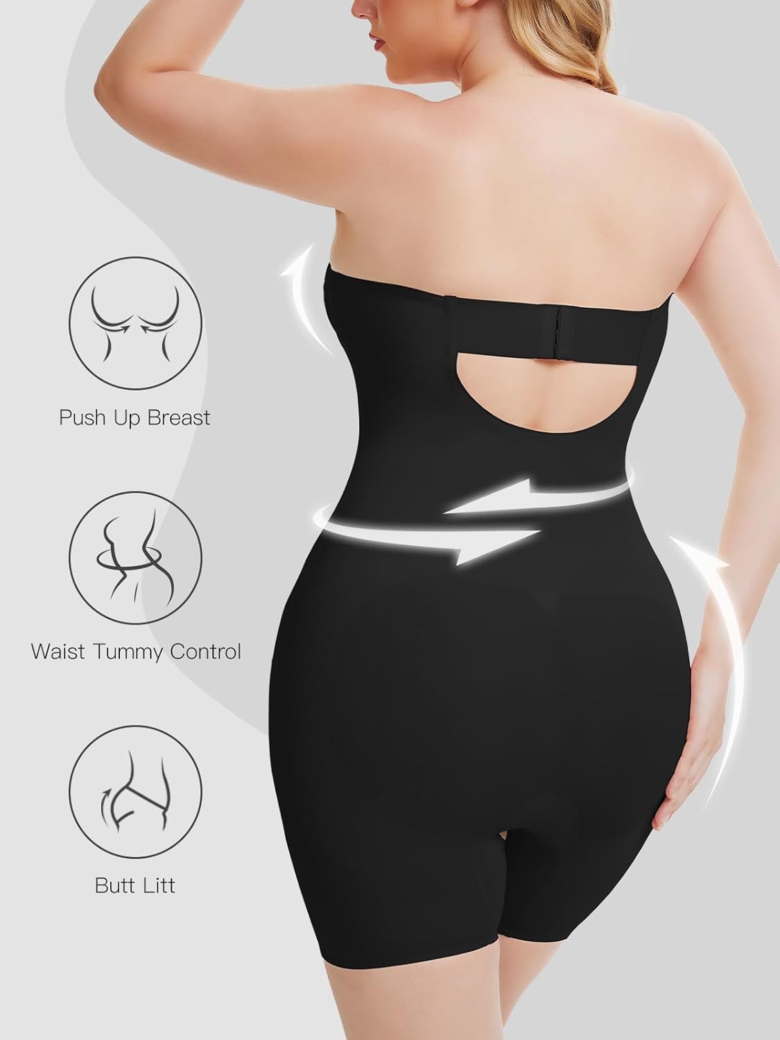 Decorus Strapless Shapewear Bodysuit For Women: Strapless Body Shaper Tummy Control - No Straps Full Body Shapewear With bra - Image 2