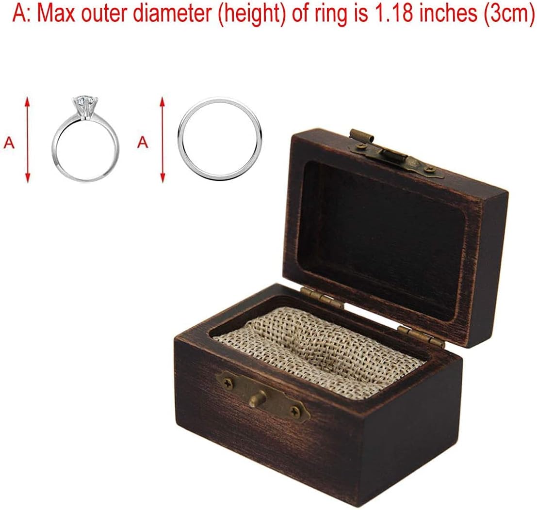 Rustic Wooden Engagement Ring Box, Solid Wood Ring Box for Proposal Wedding Ring Storage - Image 8
